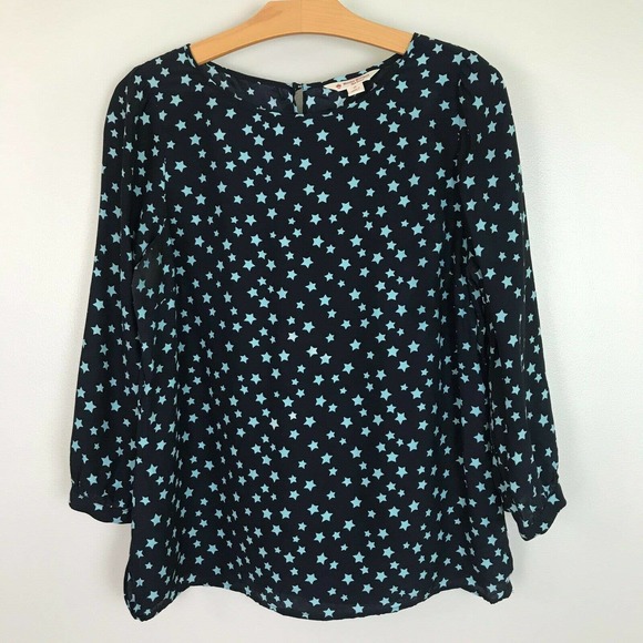 Brooks Brothers Tops - Brooks Brothers Navy Star Print Silk Top *Flawed*